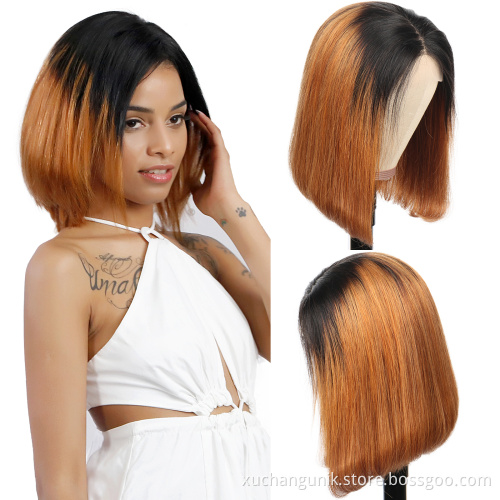 Uniky short human lace wigs ombre 1b 30 brazilian human hair bob wig tangle free yes ombre lace front wig